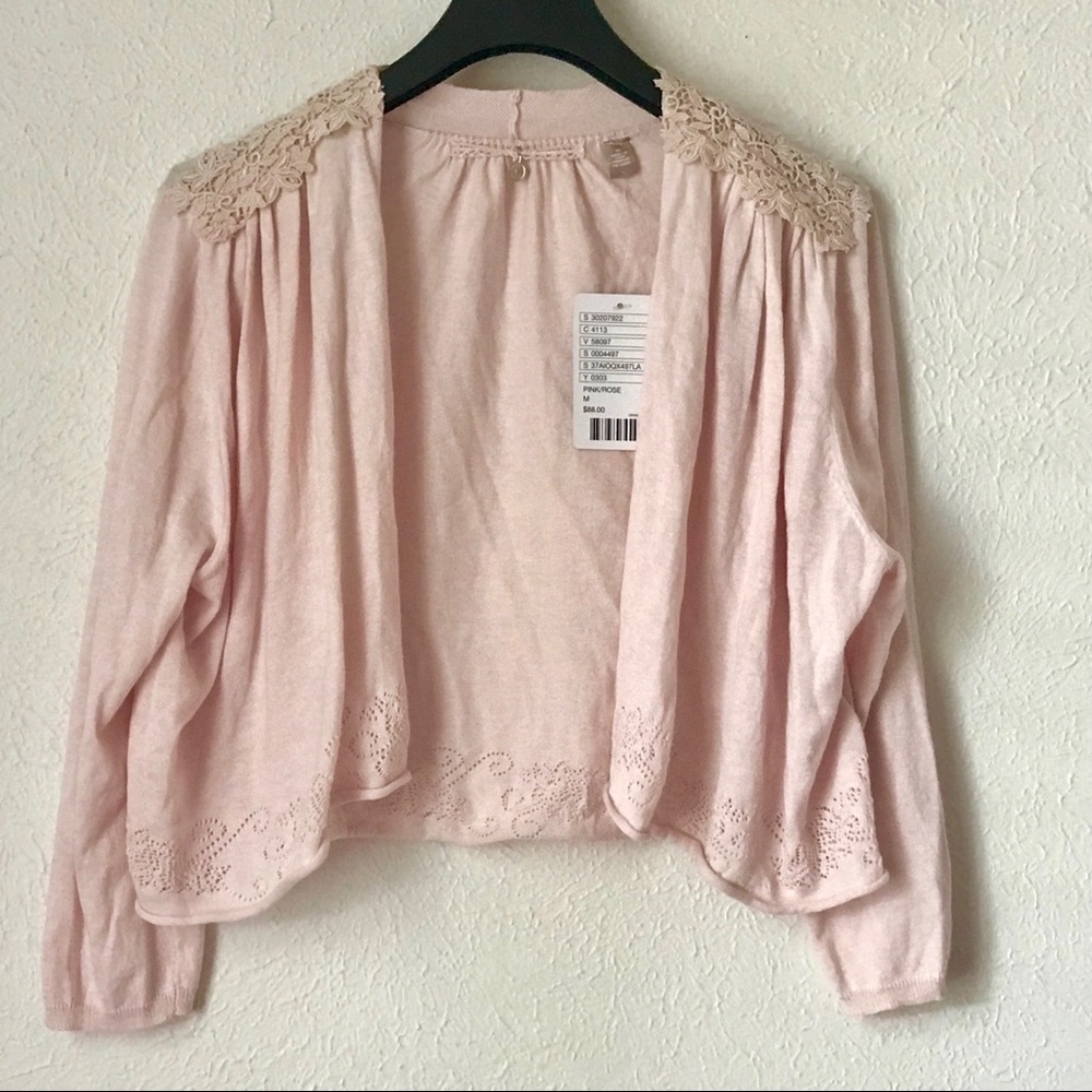 NWT Anthropologie knitted & knitted pink cardigan